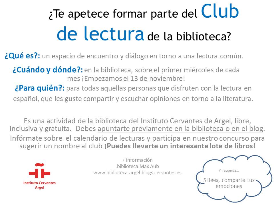 Cartel promoción club de lectura 2013 biblioteca max aub ic argel