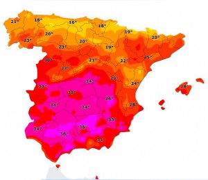 Temperatura media en España en agosto